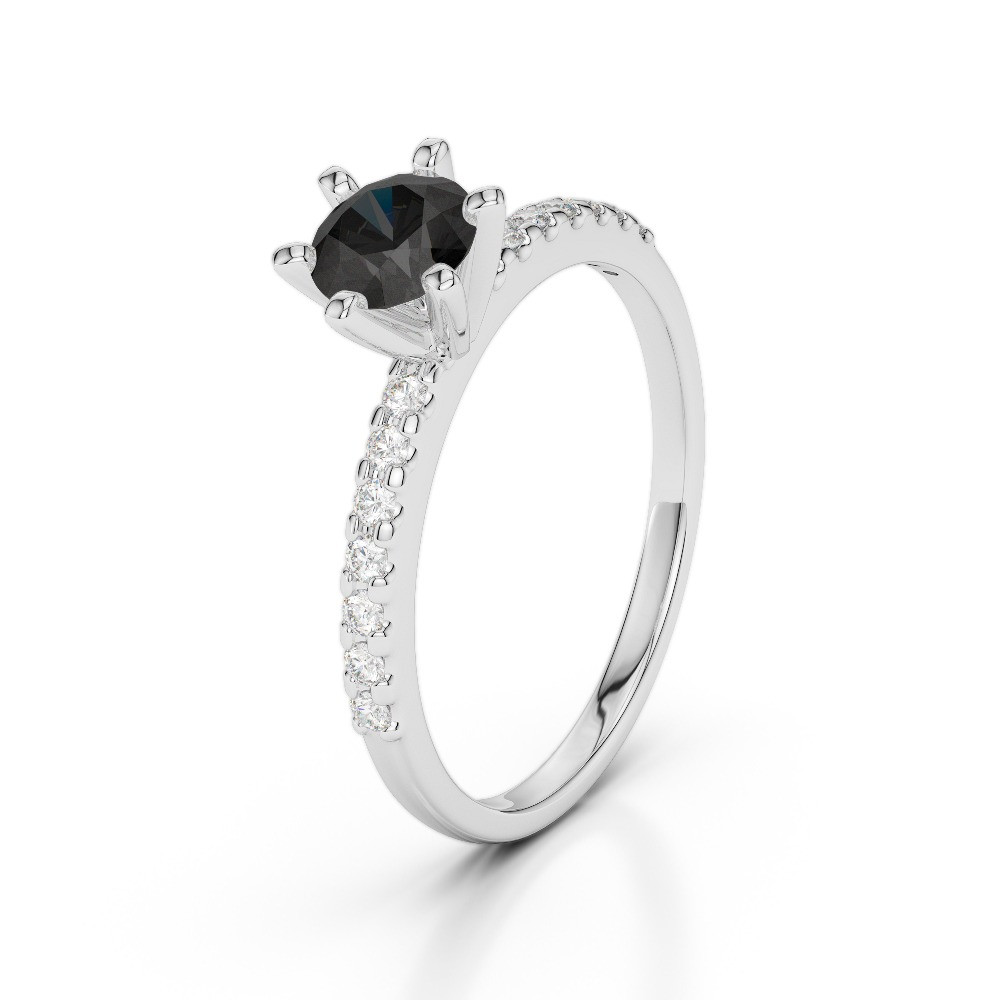 Black Diamond Solitaire Engagement Ring
 2 15 CT ROUND CUT BLACK DIAMOND SOLITAIRE ENGAGEMENT RING