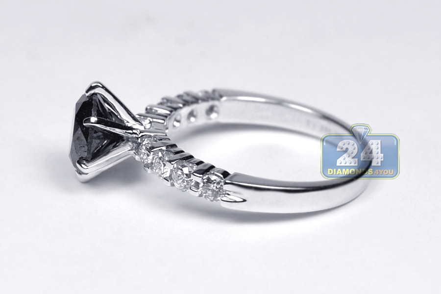 Black Diamond Solitaire Engagement Ring
 Womens Black Diamond Solitaire Engagement Ring 14K Gold 2