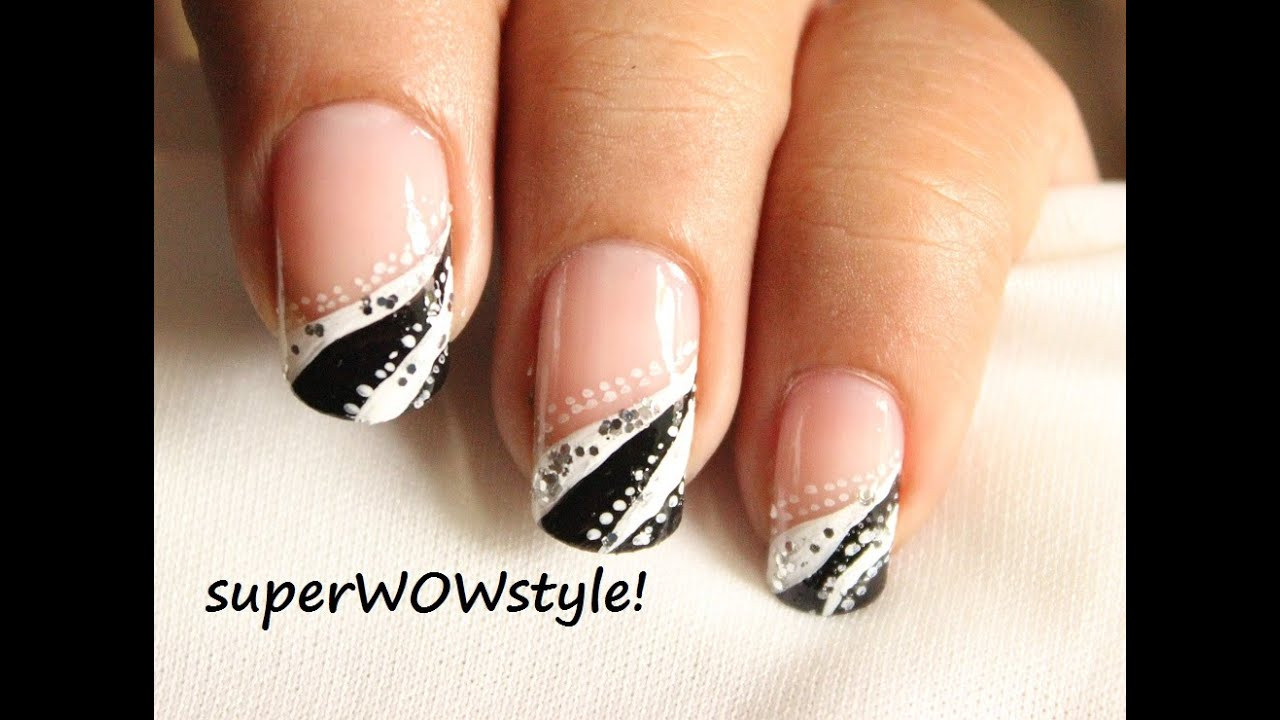 Black French Tip Nail Designs
 French Tip Abstract Nail Designs Easy Nail Art in Black
