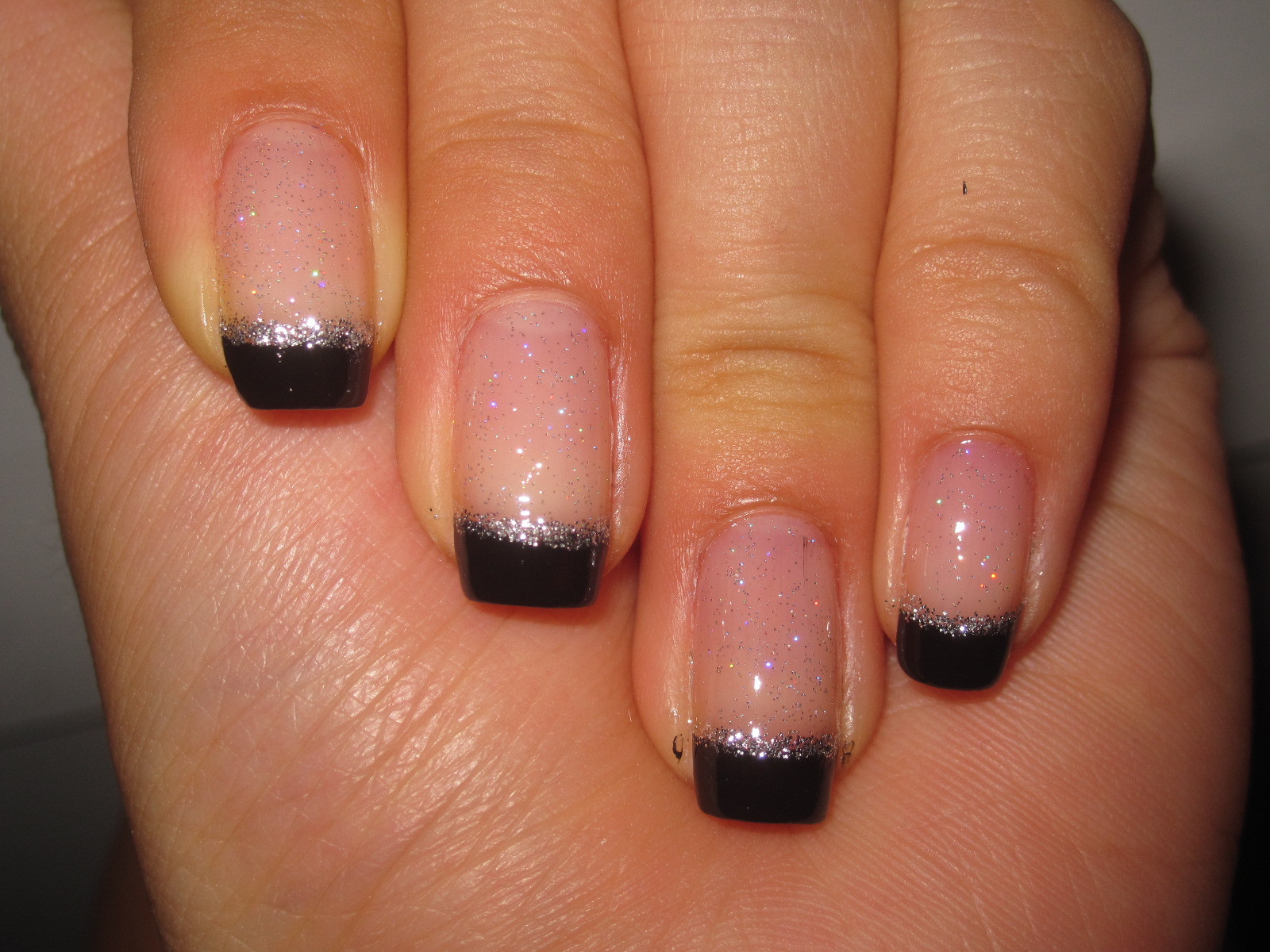 Black French Tip Nail Designs
 Jelly s Nails Black French Tips with Silver Lining