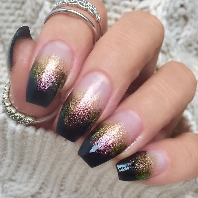 Black Glitter Ombre Nails
 21 Gra nt Nails Designs To Greet Fall