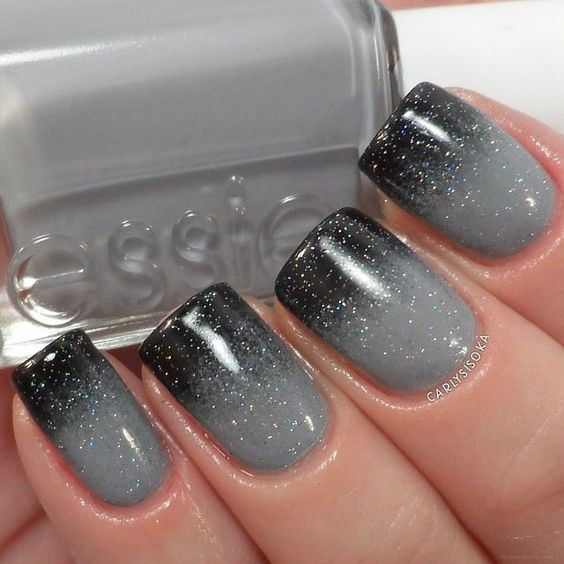 Black Glitter Ombre Nails
 Be Fun and Fabulous with this Top 50 Glitter Ombre Nails
