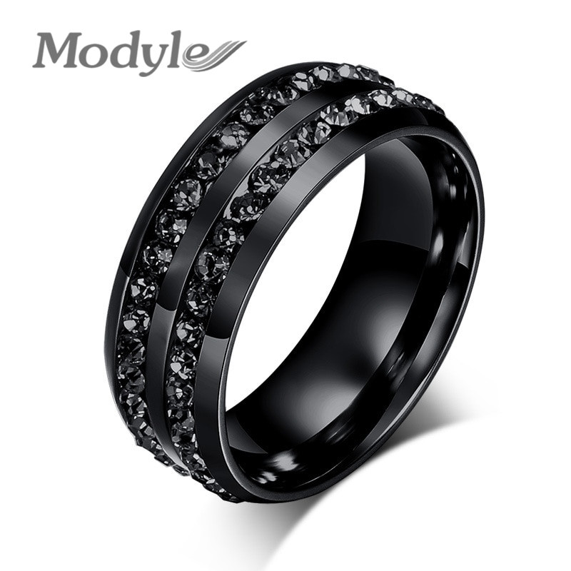 Black Mens Wedding Band
 Modyle 2017 New Fashion Men Rings Black Crystyal Rings