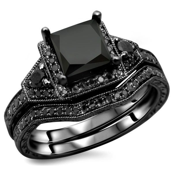 Black Princess Cut Engagement Rings
 Shop 14k Black Gold 2ct TDW Certified Black Princess cut