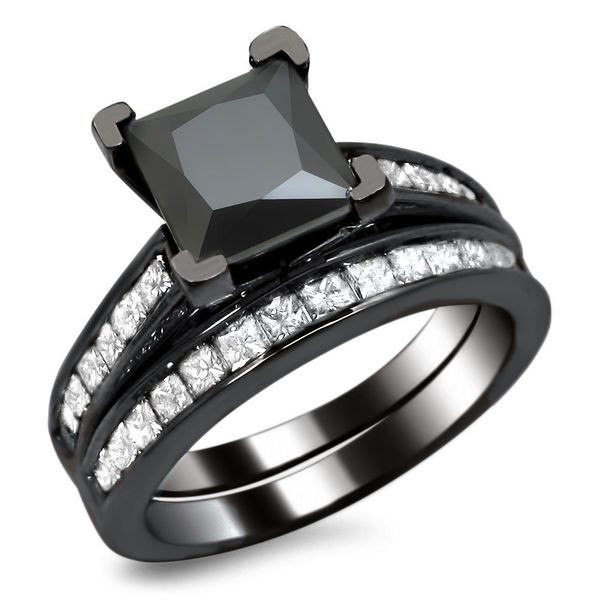 Black Princess Cut Engagement Rings
 