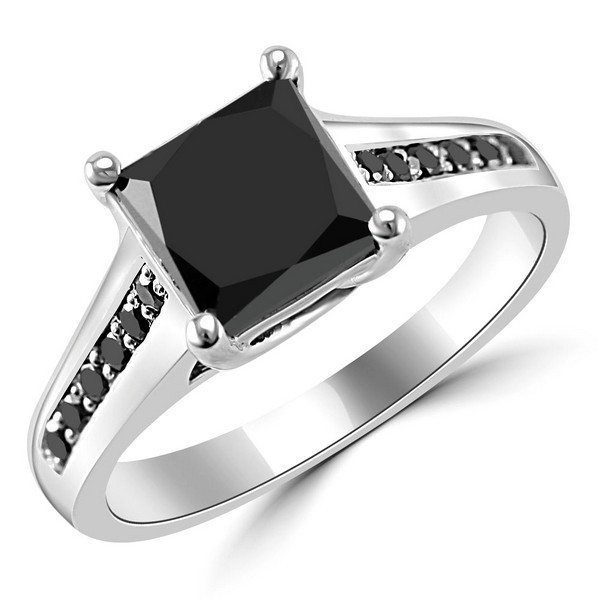 Black Princess Cut Engagement Rings
 1 50 Carat Princess Cut Black Diamond Engagement Ring
