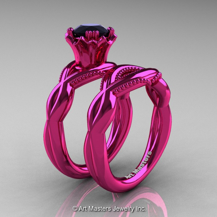 Black Wedding Rings With Pink Diamonds
 Faegheh Modern Classic 14K Fuchsia Pink Gold 1 0 Ct Black
