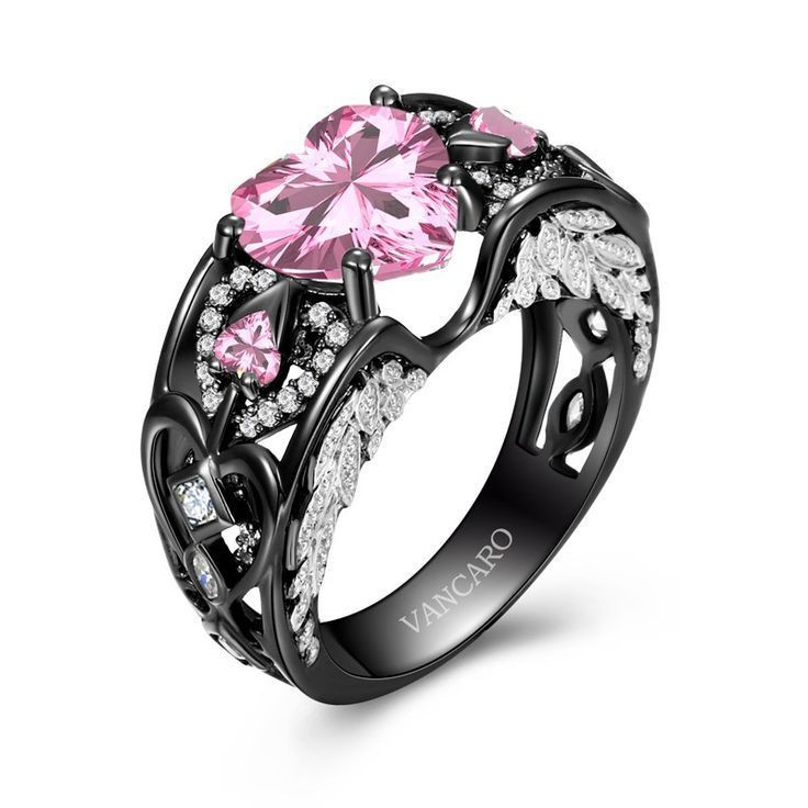 Black Wedding Rings With Pink Diamonds
 Vancaro Angel Wing Collection Black And Pink Engagement