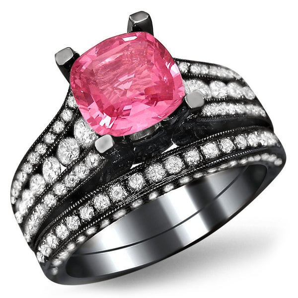 Black Wedding Rings With Pink Diamonds
 Noori 18k Black Gold 1 7 8ct TDW White Diamond and Cushion