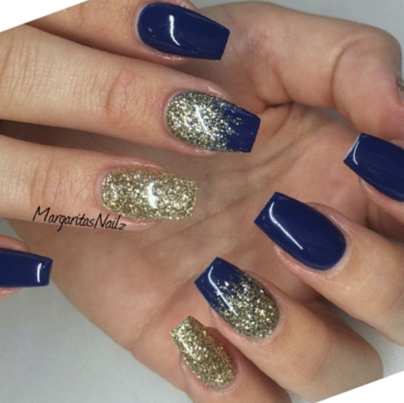 Blue And Gold Nail Designs
 35 Navy Blue And Silver Nail Designs PicsRelevant