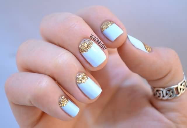 Blue And Gold Nail Designs
 65 Most Beautiful Glitter Nail Art Designs