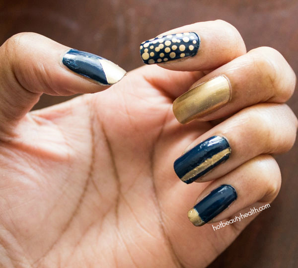 Blue And Gold Nail Designs
 DIY Nail Art Tutorial Indigo Blue x Gold
