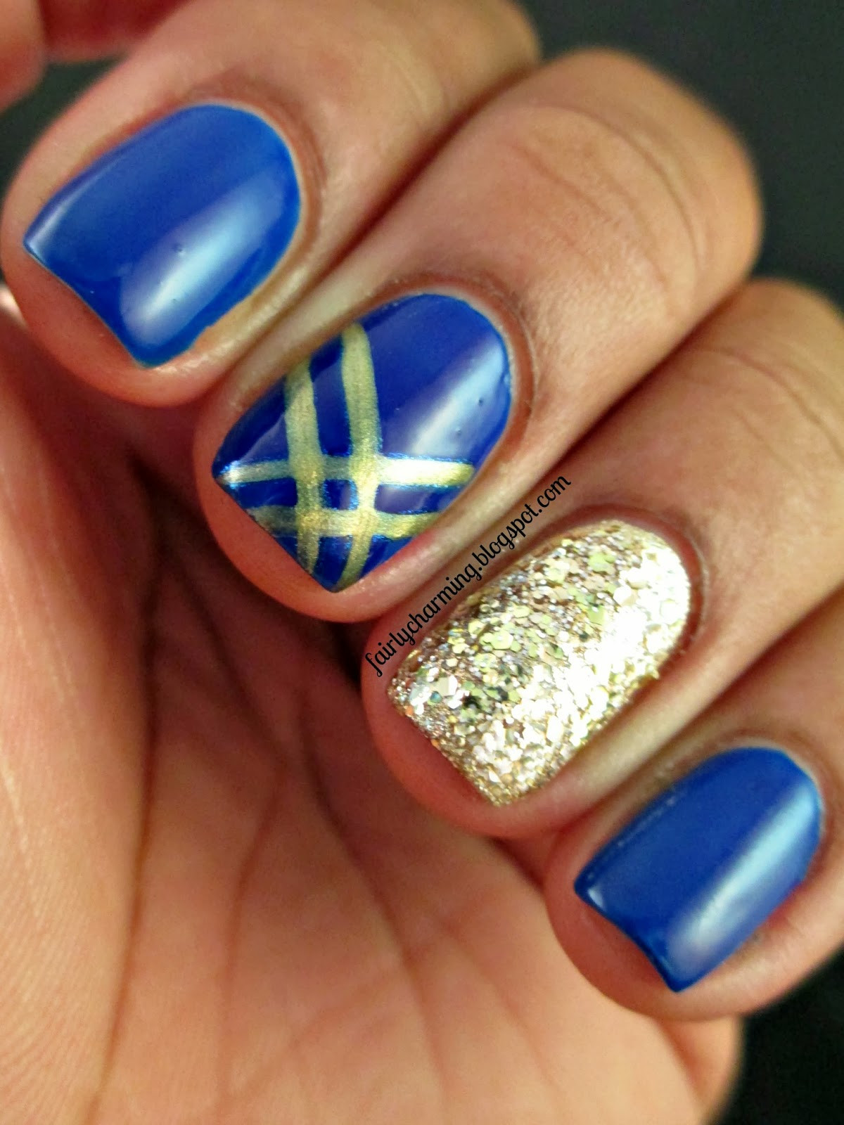 Blue And Gold Nail Designs
 Fairly Charming Trending Now Blue & Gold