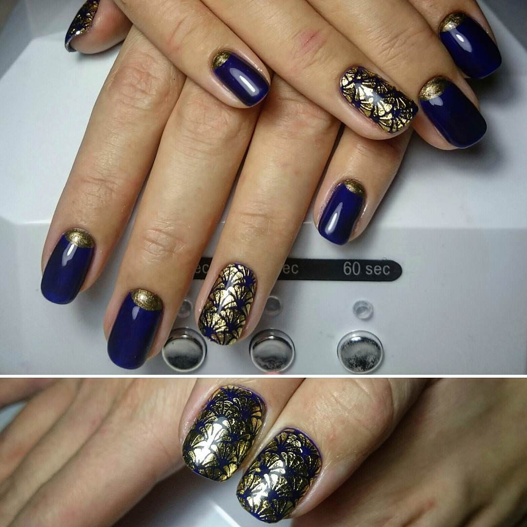 Blue And Gold Nail Designs
 25 Dark Blue Nail Art Designs Ideas
