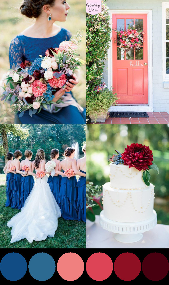 Blue And Green Wedding Colors
 A Royal Blue Coral & Cranberry Wedding Palette