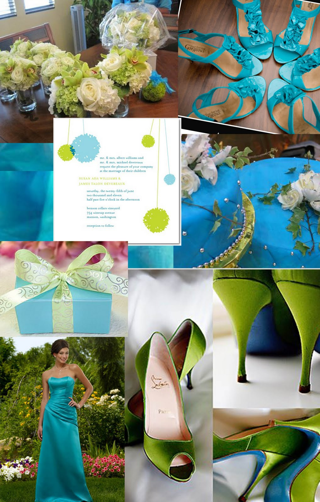 Blue And Green Wedding Colors
 Weddingzilla Blue Green Turquoise Wedding Inspiration Board