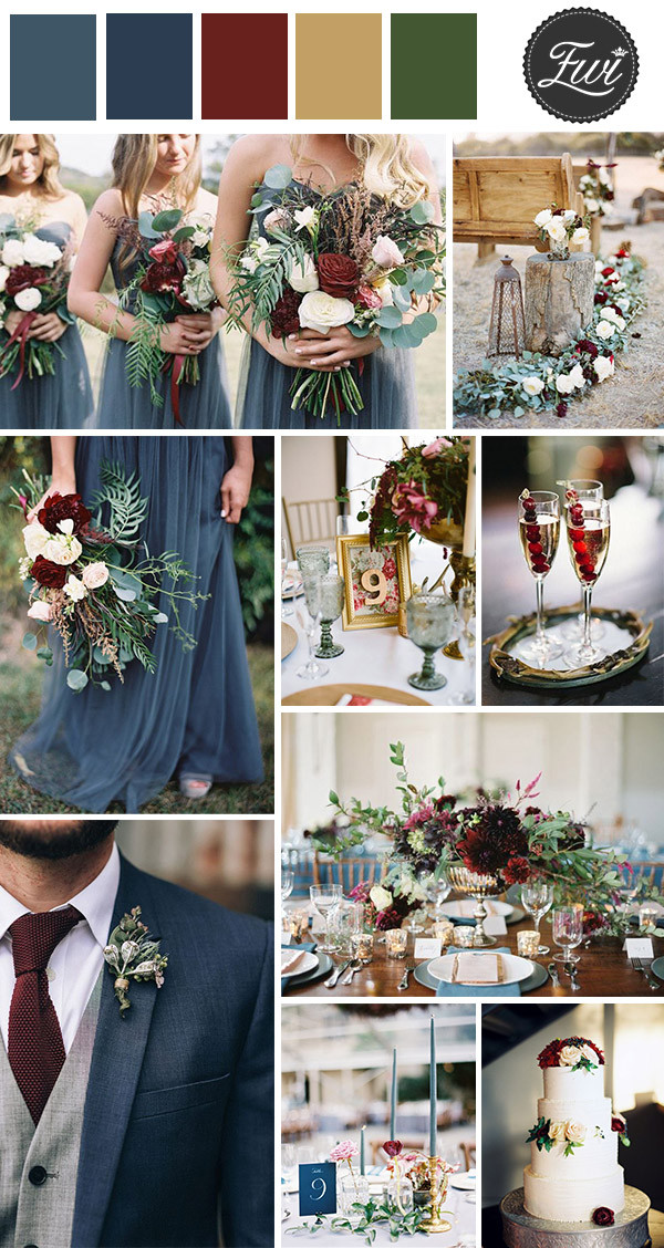 Blue And Green Wedding Colors
 50 Refined Burgundy And Marsala Wedding Ideas For Fall