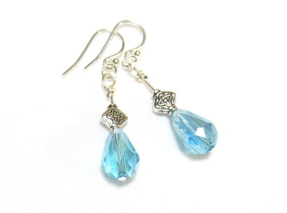 Blue Drop Earrings
 Light Blue Crystal Earrings Blue Drop by CindyBurkeOriginals