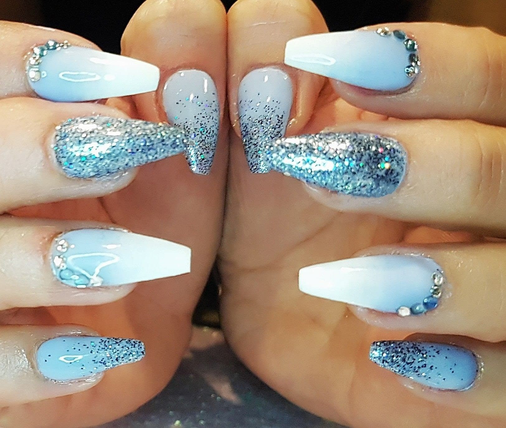Blue Glitter Acrylic Nails
 The Best and Most prehensive Blue Ombre Nails Coffin