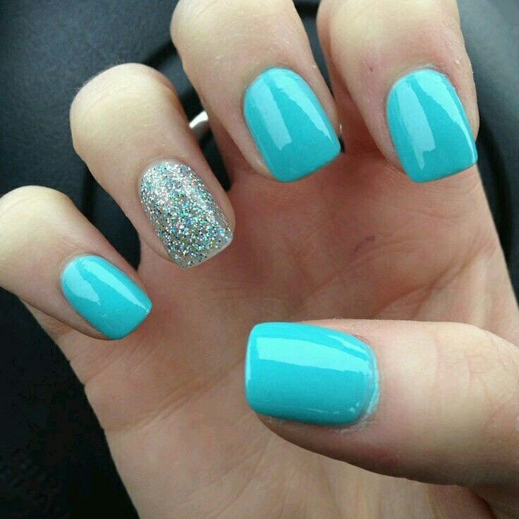 Blue Glitter Acrylic Nails
 Best 25 Tiffany blue nails ideas on Pinterest