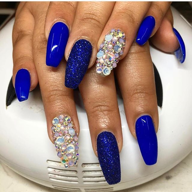 Blue Glitter Acrylic Nails
 Best 25 Royal blue nails ideas on Pinterest