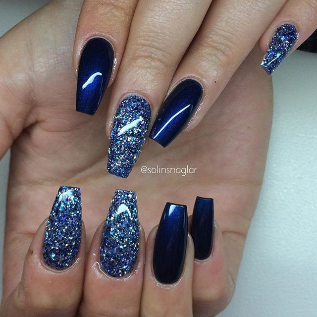Blue Glitter Acrylic Nails
 The 25 best Midnight blue hair ideas on Pinterest