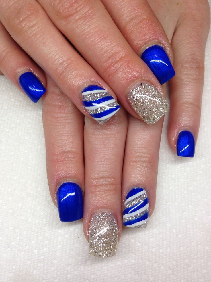 Blue Nails With Glitter
 81 Cool Royal Blue Nail Art Design Ideas For Trendy Girls