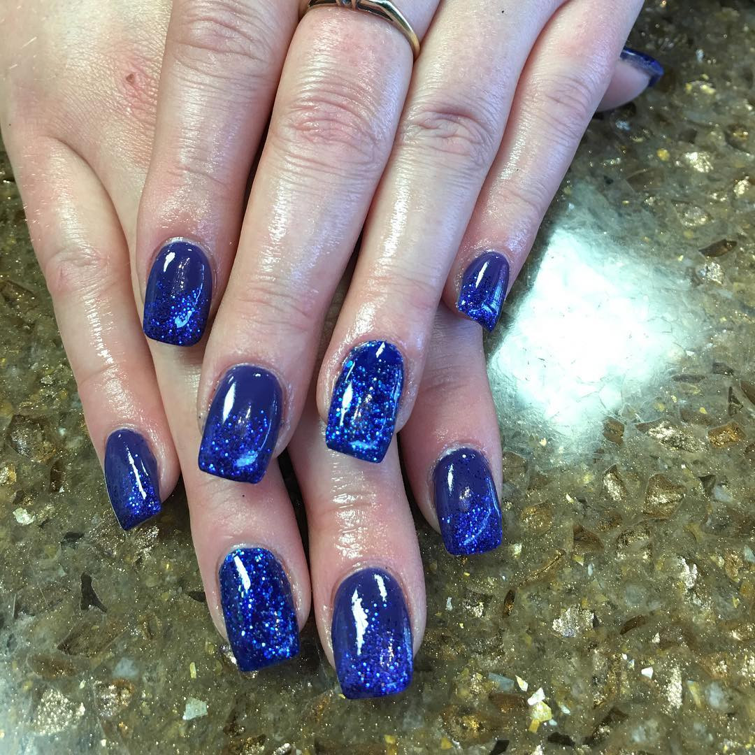 Blue Nails With Glitter
 21 Royal Blue Nail Art Designs Ideas