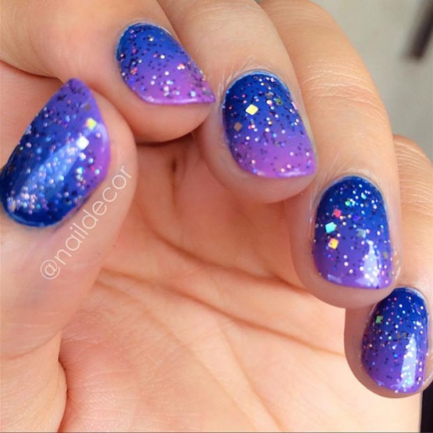 Blue Nails With Glitter
 80 Nail Designs for Short Nails