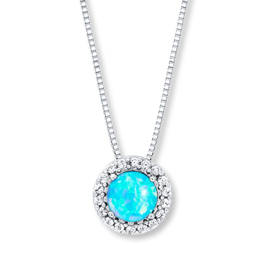 Blue Opal Necklace
 Lab Created Blue Opal Necklace Sterling Silver