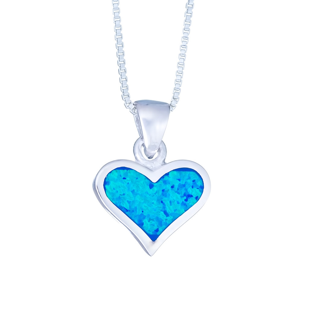Blue Opal Necklace
 Sterling Silver Blue Opal Heart Necklace Landing pany