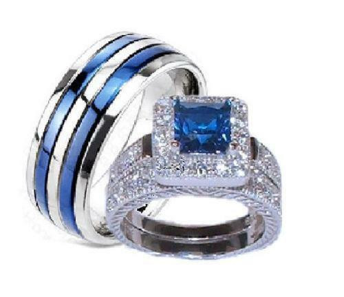 Blue Wedding Rings
 Blue Wedding Ring Set