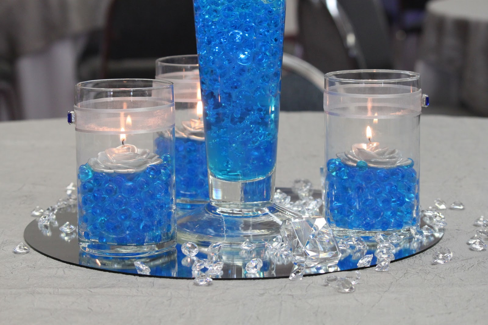 Blue Wedding Table Decorations
 Bella Beginnings Royal Blue and Silver church wedding and