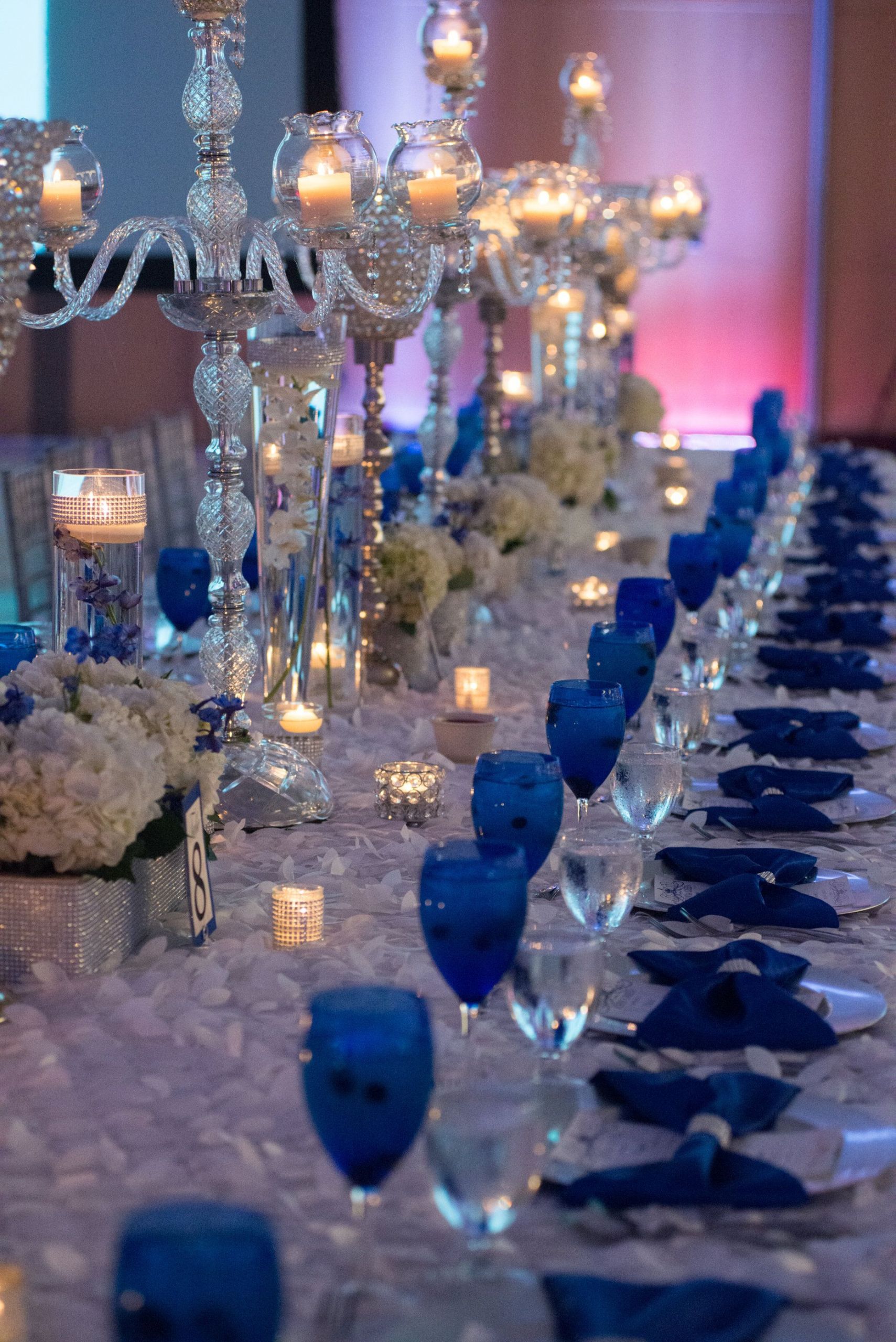 Blue Wedding Table Decorations
 Our Royal Blue Wedding Family Styled Seating Reception