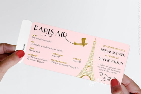 Boarding Pass Birthday Invitations
 Paris Theme Party Boarding Pass Invitation Real Airline