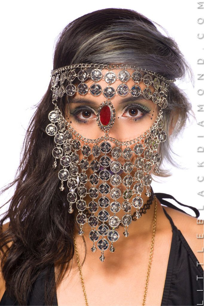 Body Jewelry Face
 Ashanti Metal Face Veil Accessories Little Black