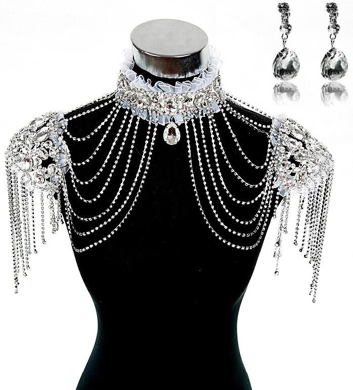 Body Jewelry Outfit
 Fashion Bridal Dresses Epaulet Jacket Crystal Rhinestone