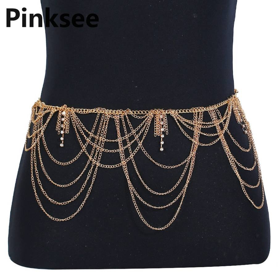Body Jewelry Outfit
 1PC Women y Fashion Golden Body Belly Waist Chain
