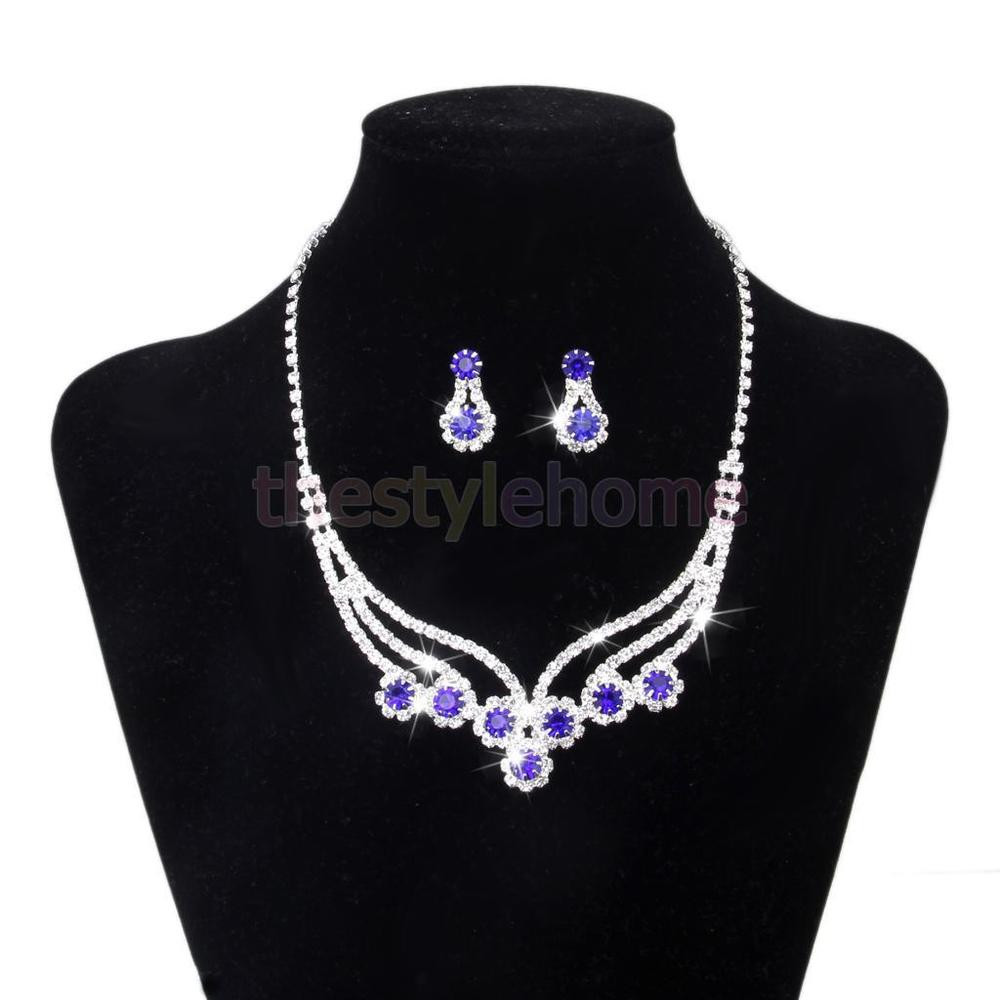 Body Jewelry Prom
 Royal Blue Crystal Rhinestone Prom Formal Wedding Earrings