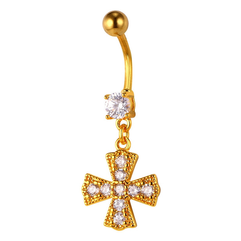 Body Jewelry Silver
 Crystal Cross Women Body Jewelry yellow Gold Silver Color
