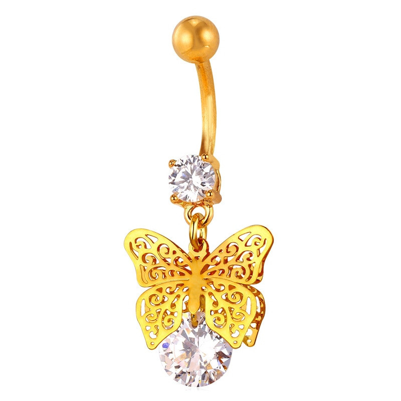 Body Jewelry Silver
 Crystal Butterfly Shape Body Jewelry Gold Silver Color