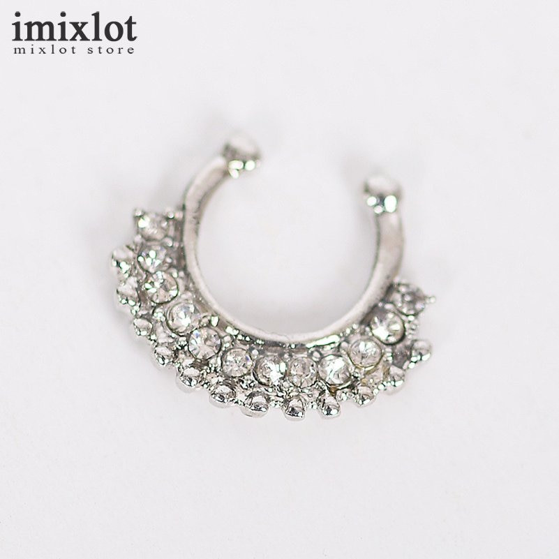 Body Jewelry Silver
 Imixlot 1pc Crystal Body Jewelry Silver Color Fake Septum