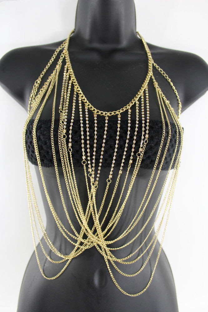 Body Necklace Jewelry
 New Women Bikini Body Chains Gold Necklace Fashion Jewelry
