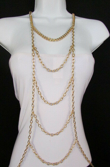 Body Necklace Jewelry
 New Women Gold Body Chain Full Frontal Long Necklace y
