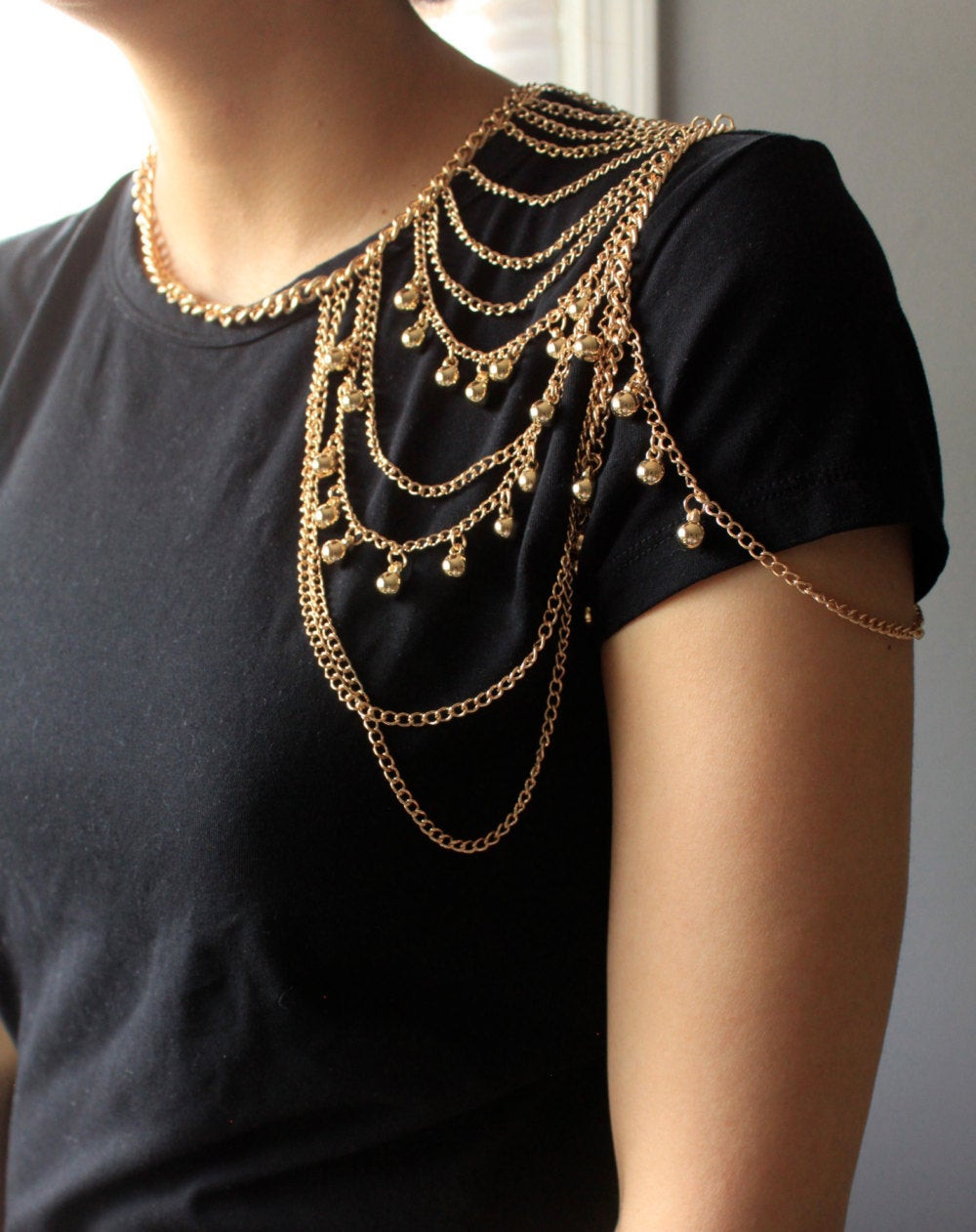 Body Necklace Jewelry
 Shoulder Jewelry Gold Shoulder Chain Body by SusVintage on