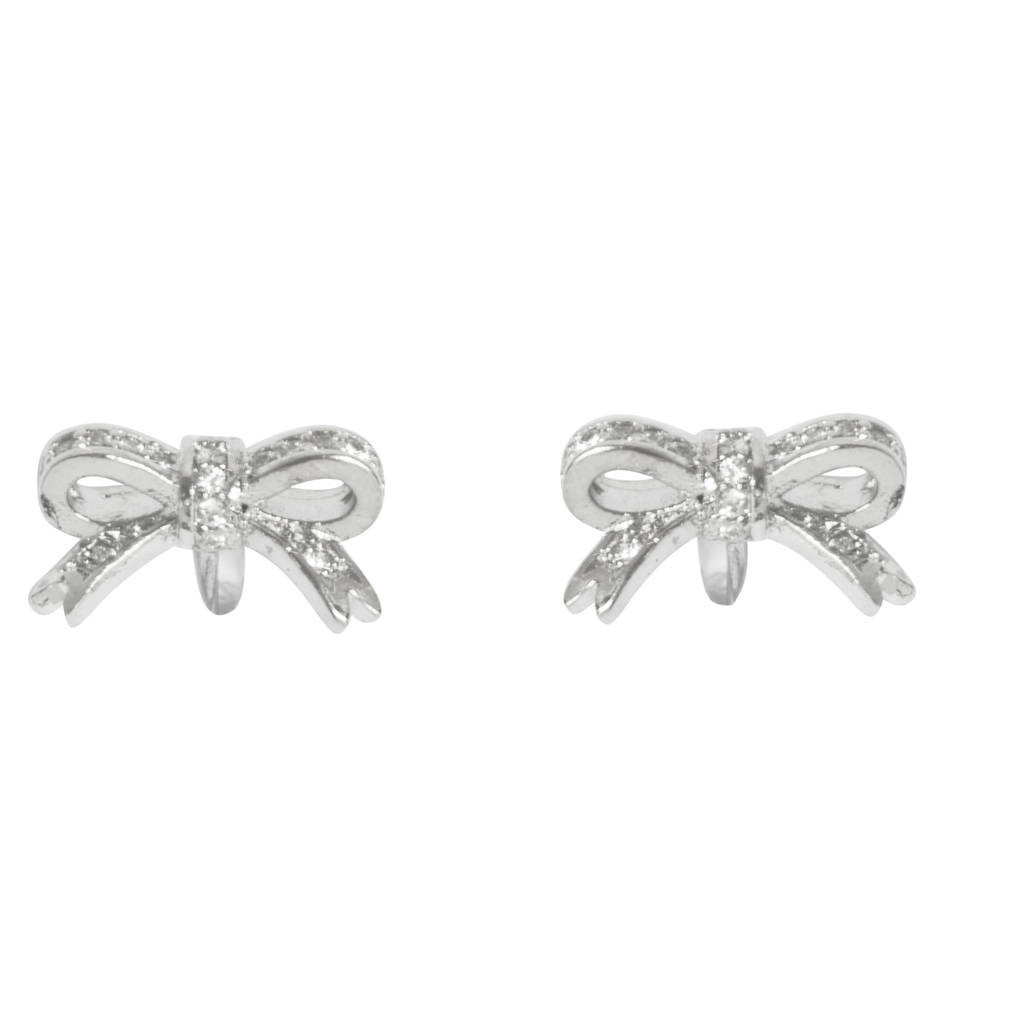 Bow Tie Earrings
 bow tie earrings diamante silver earrings by amara amara