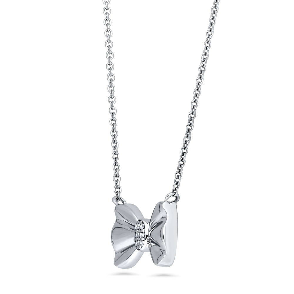 Bow Tie Earrings
 BERRICLE Sterling Silver CZ Bow Tie Fashion Necklace and