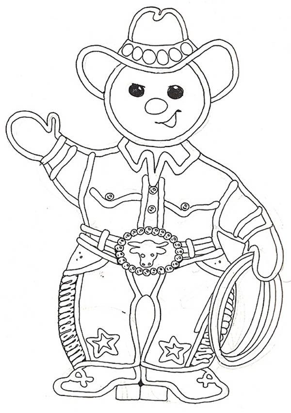 Boys Christmas Coloring Pages
 Mr Gingerbread Men as a Cowboy on Christmas Coloring Page