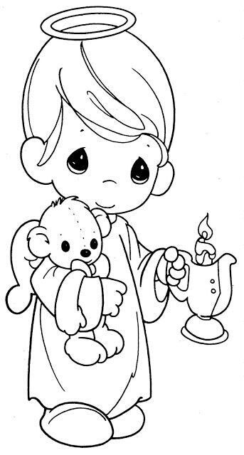 Boys Christmas Coloring Pages
 Angel boy with candle