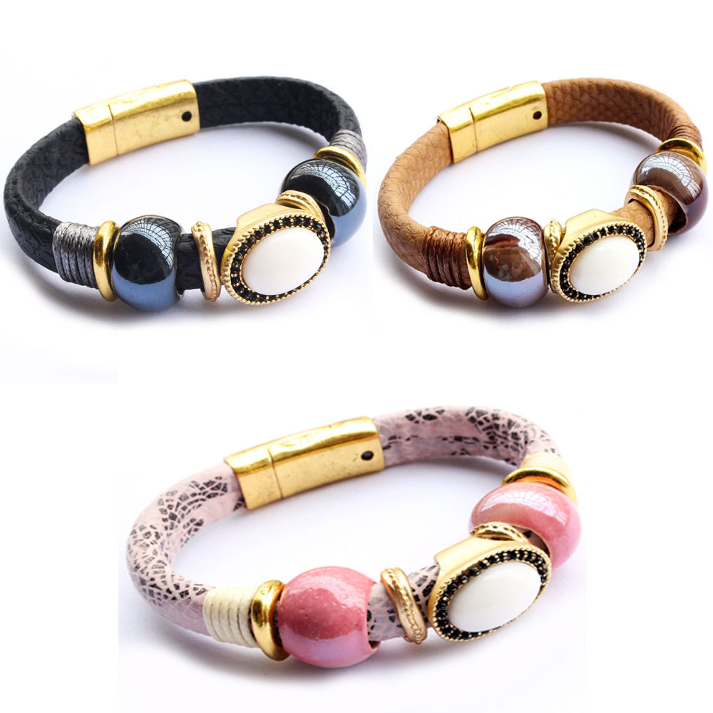 Bracelet Charms Wholesale
 New Wholesale Jewelry Genuine Leather Gold Plate Women